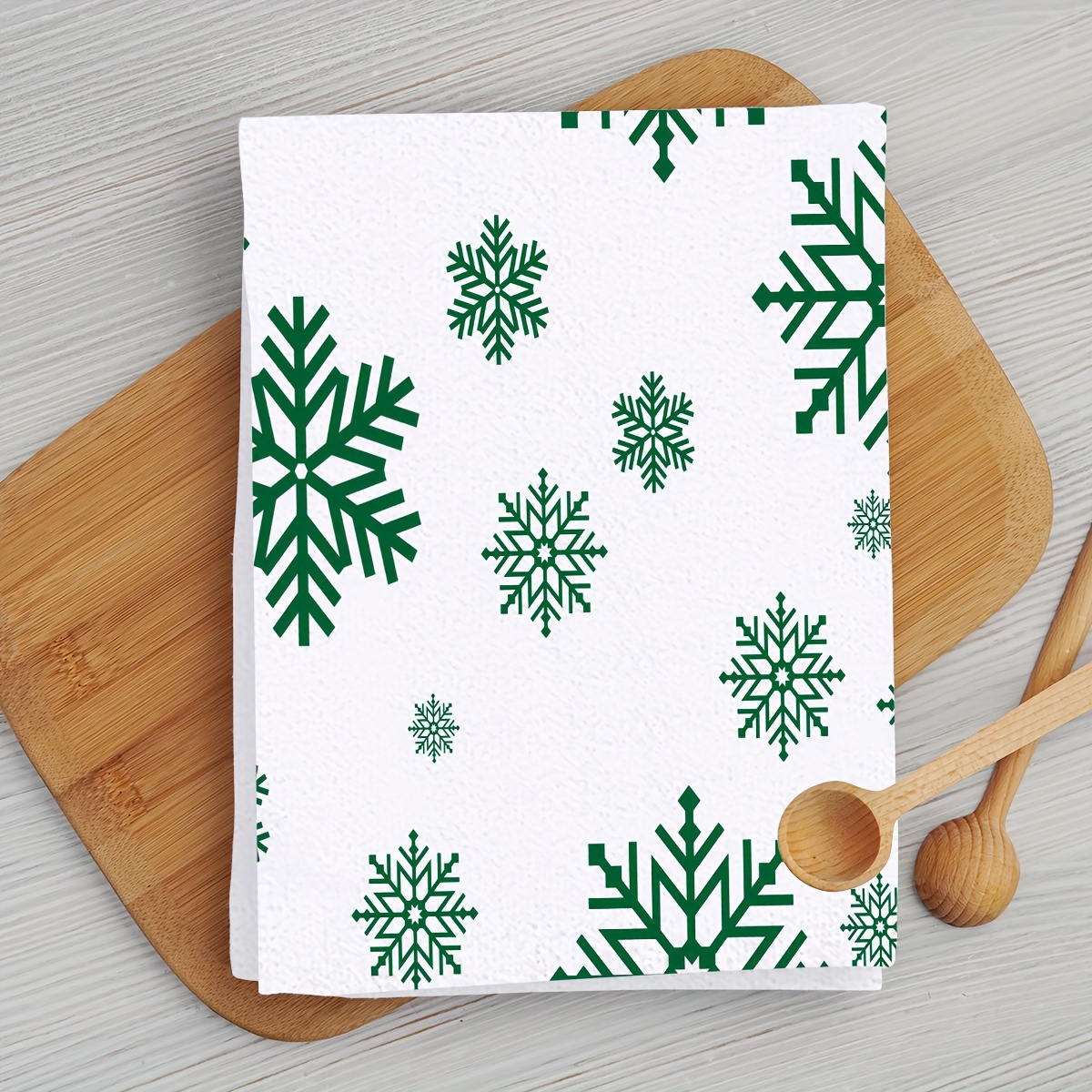 Kitchen Towels, Trees Sonwman Snowflakes Winter Kitchen Towels