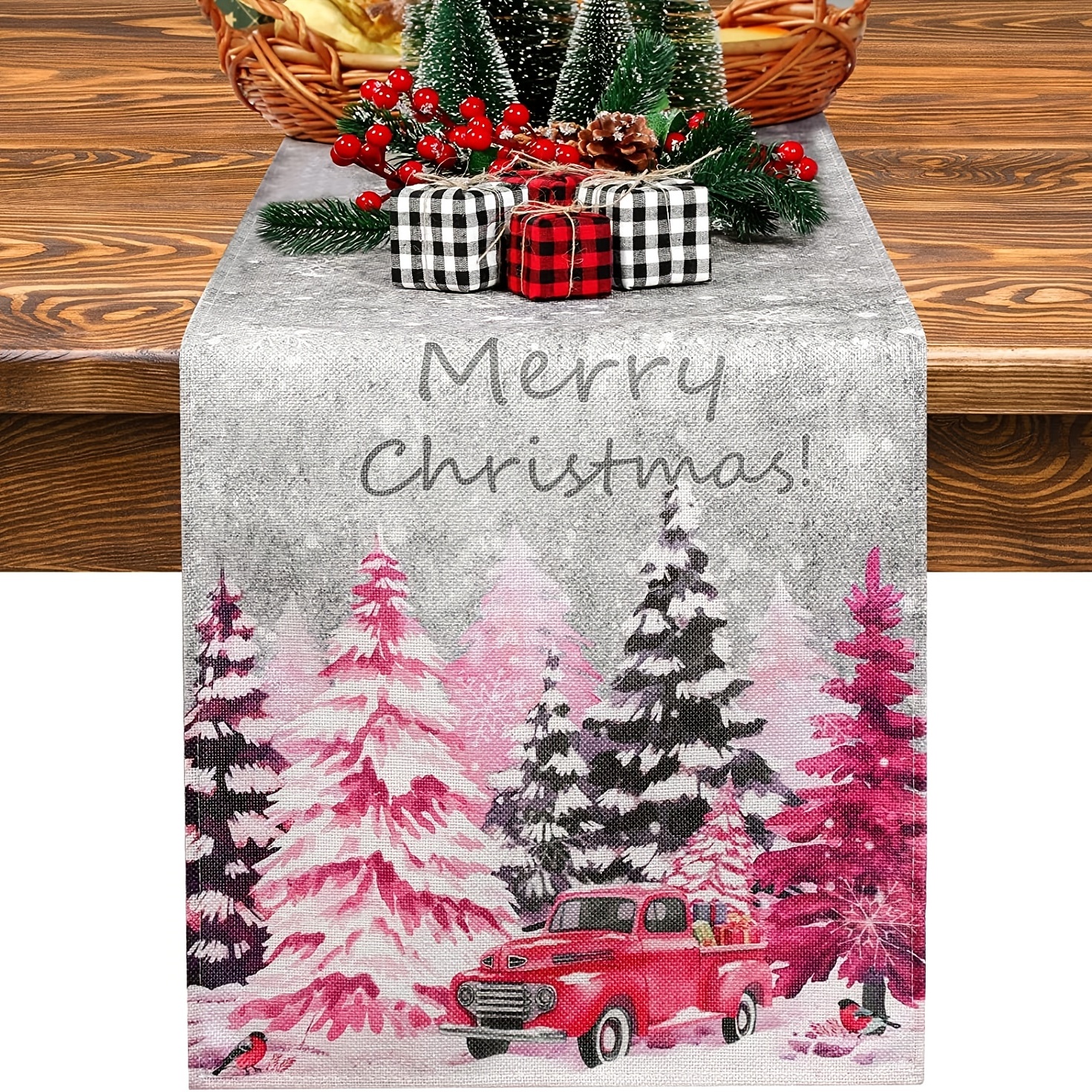 Pine Tree Snowflake Merry Christmas Table Runner Seasonal - Temu