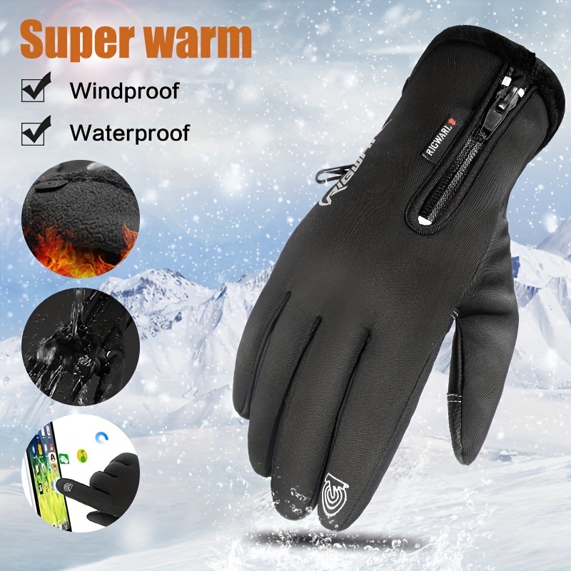 1pair Unisex Non-slip Windproof Waterproof Thick Thermal Zipper