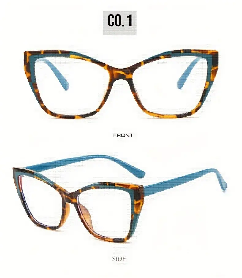 blue light blocking glasses cat eye color block frame clear lens computer glasses spectacles for women men details 10