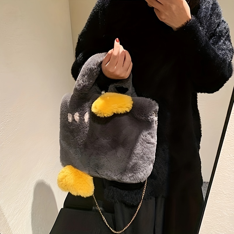 Kawaii Plush Crossbody Bag Cute Chain Shoulder Bag Fluffy Faux Fur Handbag  For Girls Women - Bags & Luggage - Temu