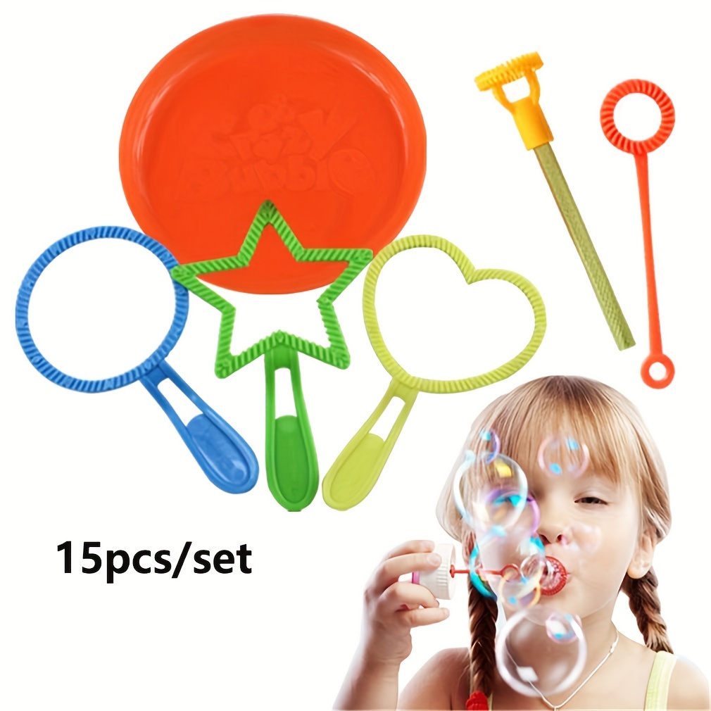 15PCS SET Bubble Blowing Toys - Outdoor Fun Soap Water Blowing Bubble Set for Kids