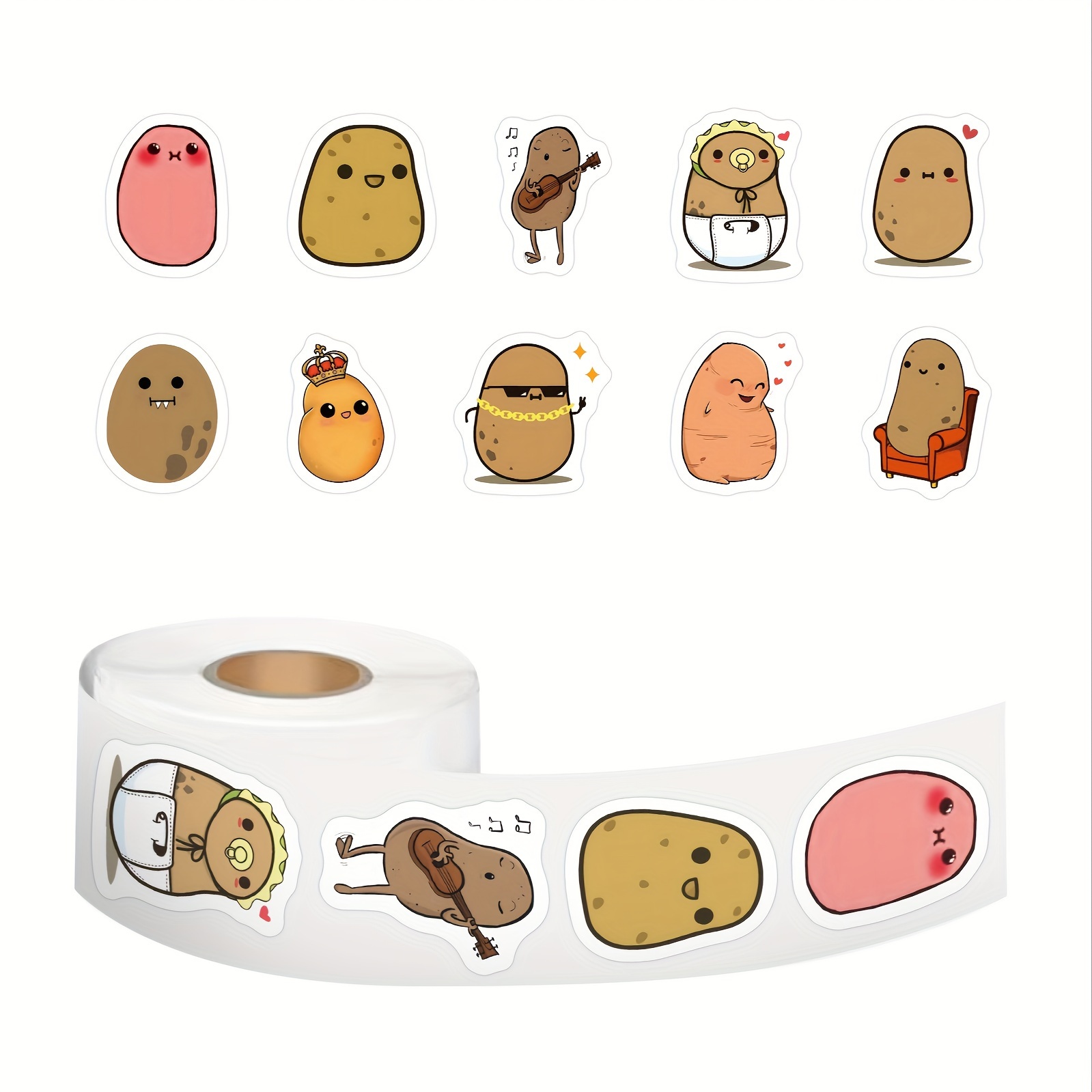 Cute Potato Stickers Roll Cute Potato Stickers For Laptop - Temu