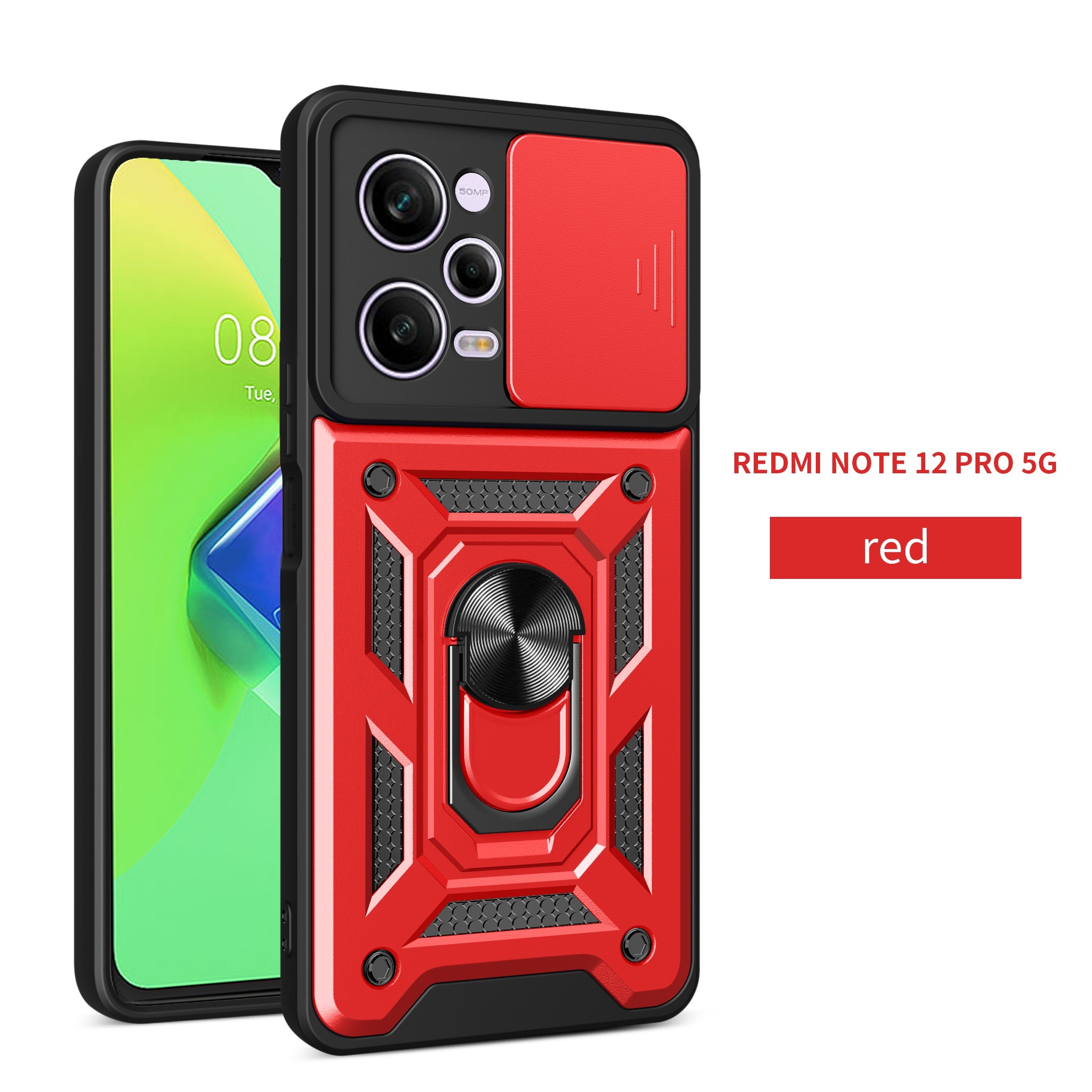 Case For Redmi Note 12 / Redmi Note 12 Pro Ultra Full Protection Of All  Around The Device,ametal Plate Can Attach To Magnetic Car Mount,metal Ring  Kickstand 360-degree Rotatable,sliding Cover For Peep