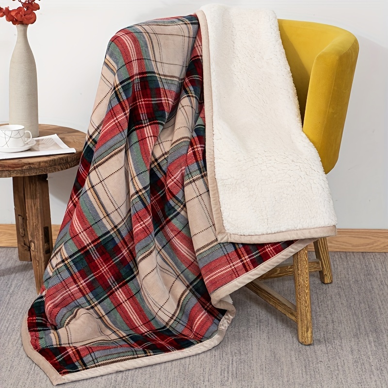 1pc bohemian style plaid striped sofa blanket thickened cashmere blanket flannel nap blanket student nap blanket office air conditioning blanket ramadan 3