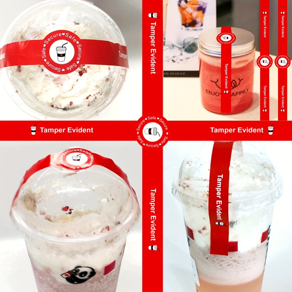 Safe Secure Tamper Evident Seals Stickers For Drink Lids 1" X 1x9 Inch, Red