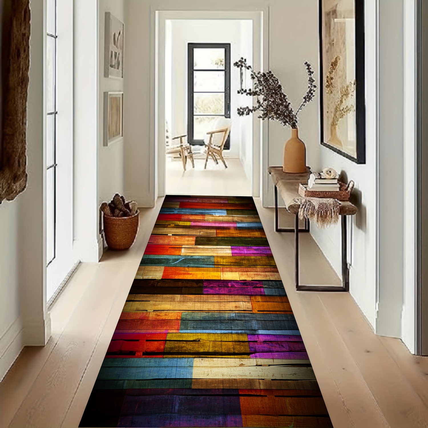 Fashionable Wood Pattern TPR Base Mat Non-slip Washable Carpet