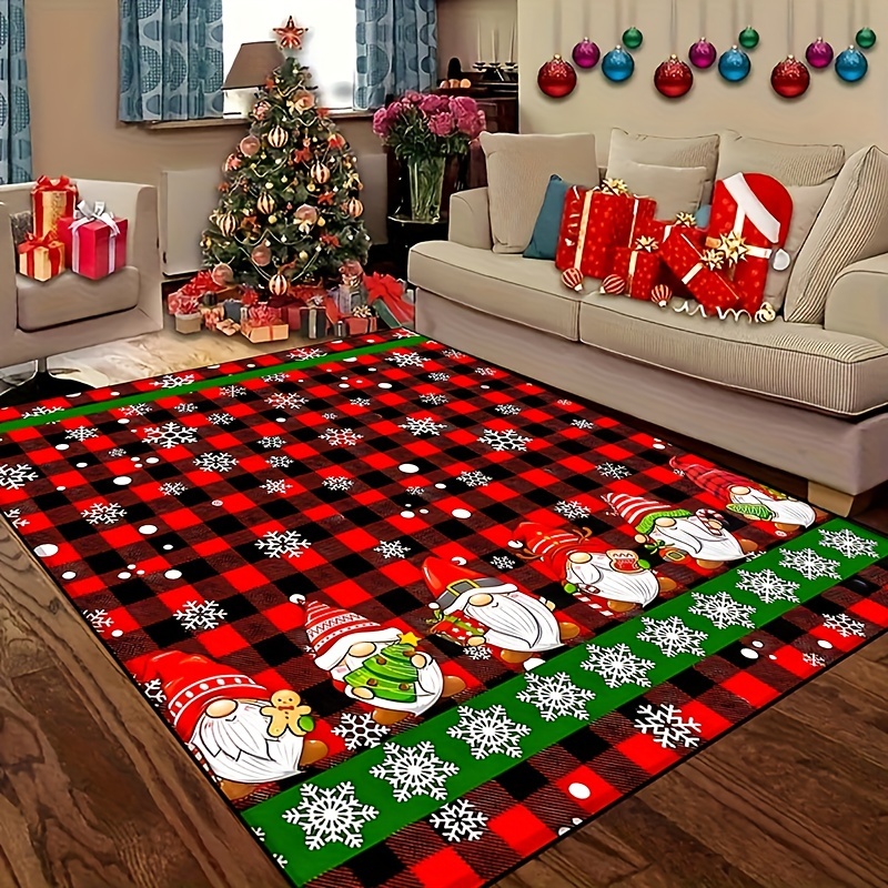 Red and Green Plaid Christmas Scatter Rug