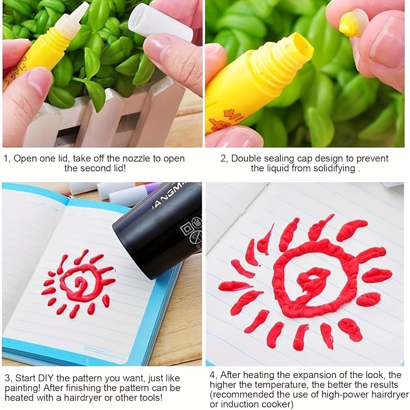  DIY Bubble Popcorn Drawing Pens, Magic Puffy Pens