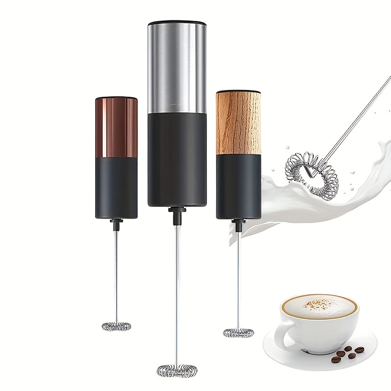 Milk Frother Handheld, Battery Operated Travel Coffee Frother Milk Foamer  Drink Mixer with 2 Stainless Steel Whisks for Hot Chocolate, Batteries