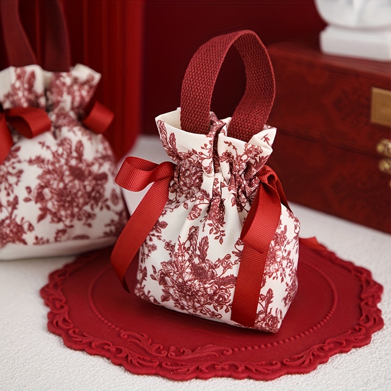 KALLORY 8 Pcs Candy Box Bag Bracelet Bags Chinese Wedding Candy Bag Wedding  Gift Pillow Cases Fabric Gift Bags Xi Drawstring Gift Bags Wedding Candy
