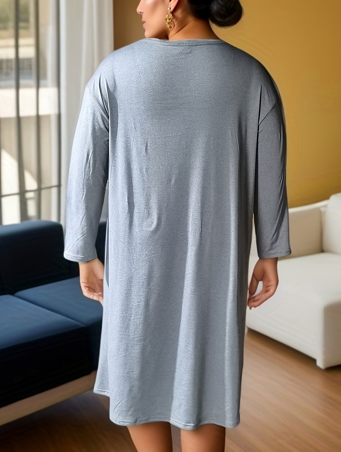 Butterfly Graphic Long Sleeve Lounge Dress