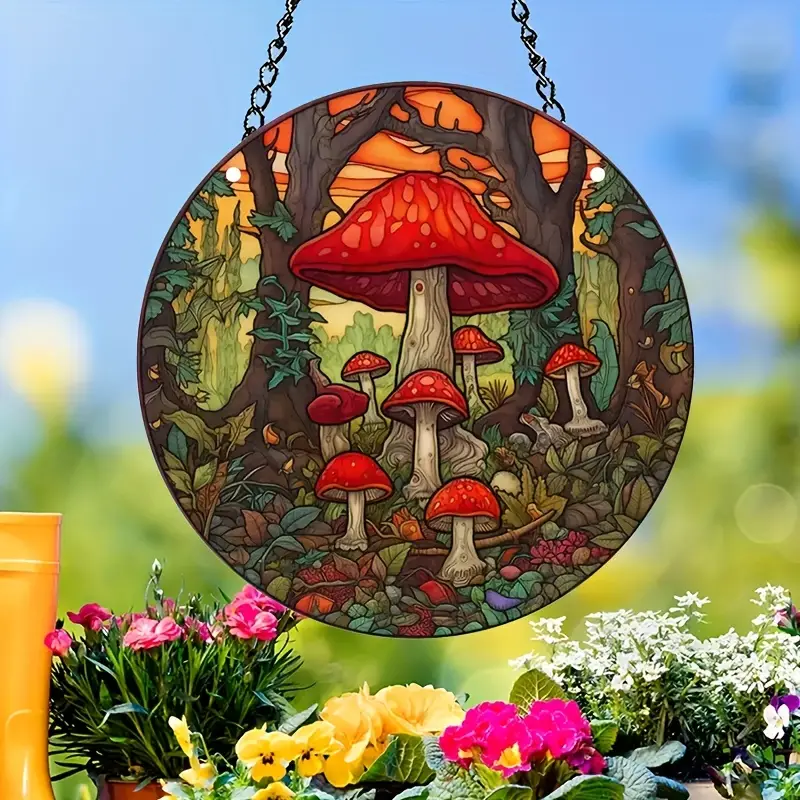 1pc Acrylic Fantasy Mushroom Forest Pendant Premium Mysterious Home  Decoration Window Hanging, Pendant Decor Ornament, Scene Decor, Room Decor,  Home D