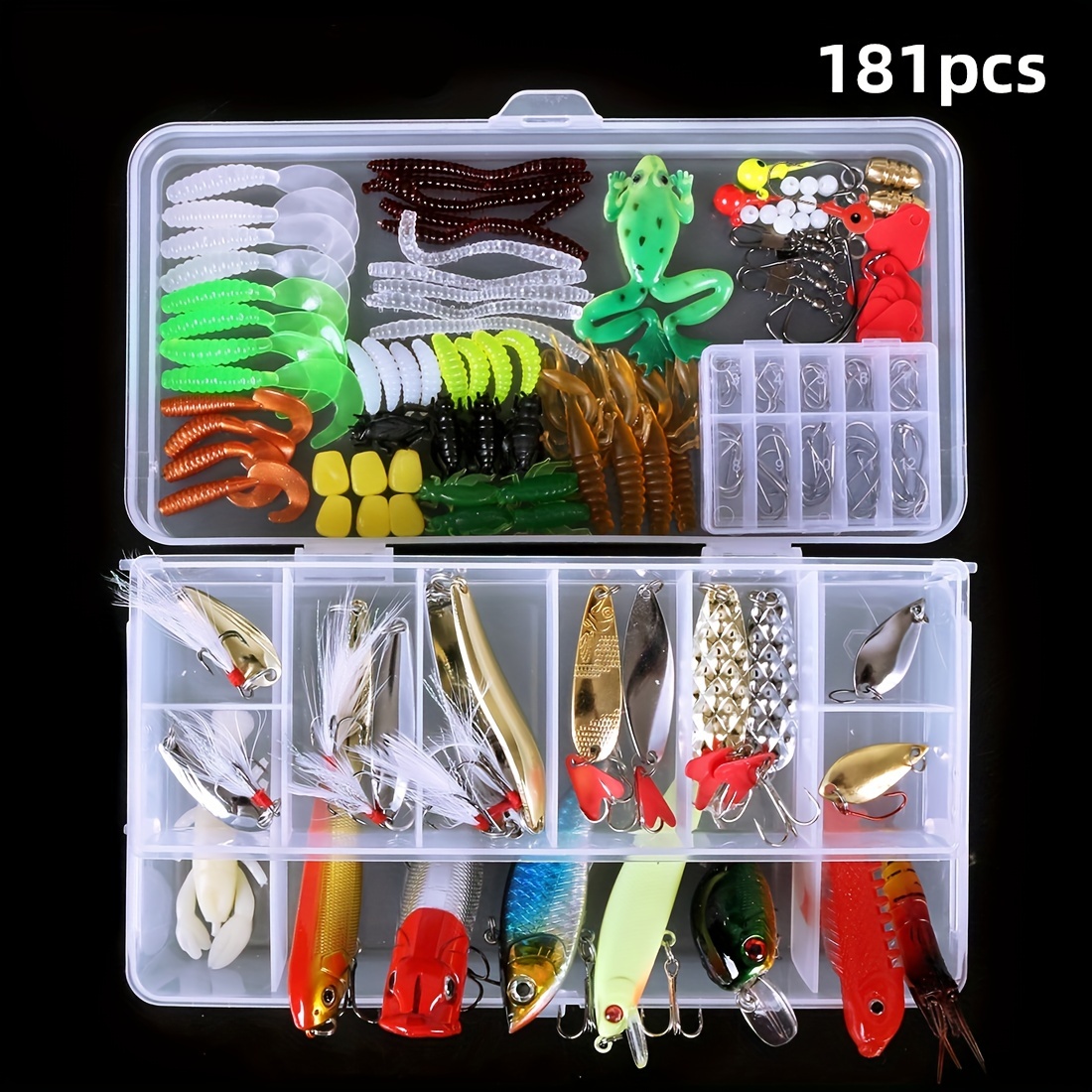 Zide 181pcs Fishing Lures Kit Soft Artificial Plastic Swimbaits Set Tackle  Box