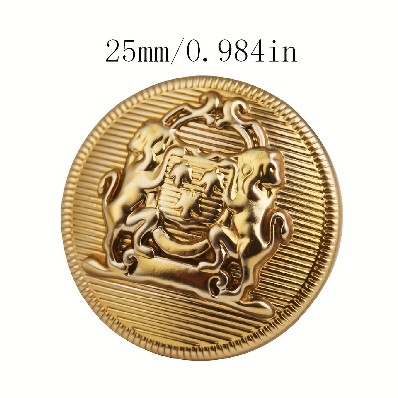 10pcs British Style Metal Double Lion Hand Sewing Coat Buttons