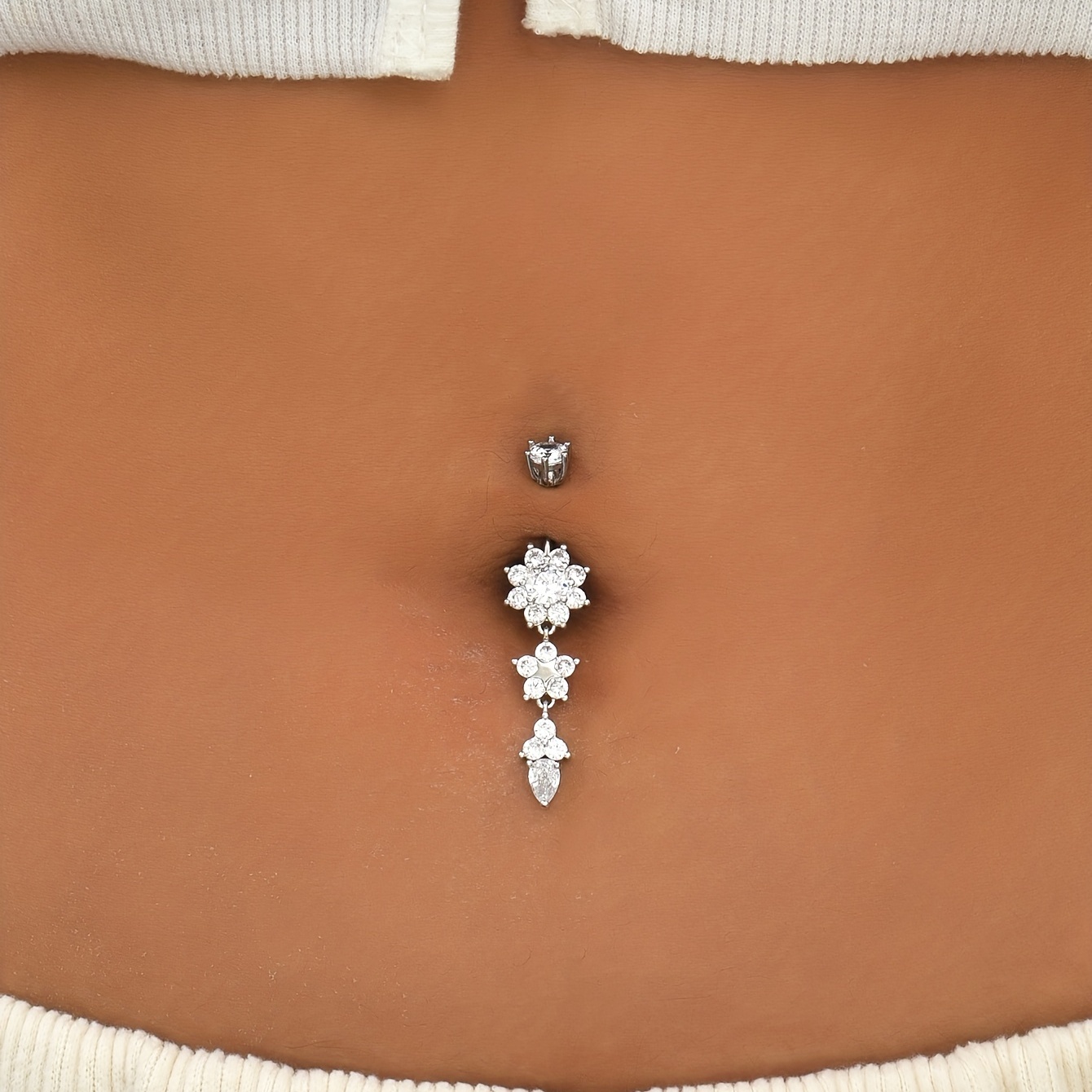 Long Flower Tassel Pendant Belly Button Ring