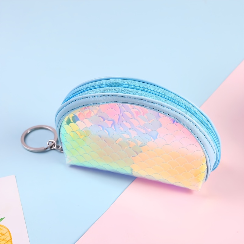 Solid Zipper Coin Purse, Women's Stylish Small Card Holder With Keychain  Cute Storage Bag For Lipstick - Temu