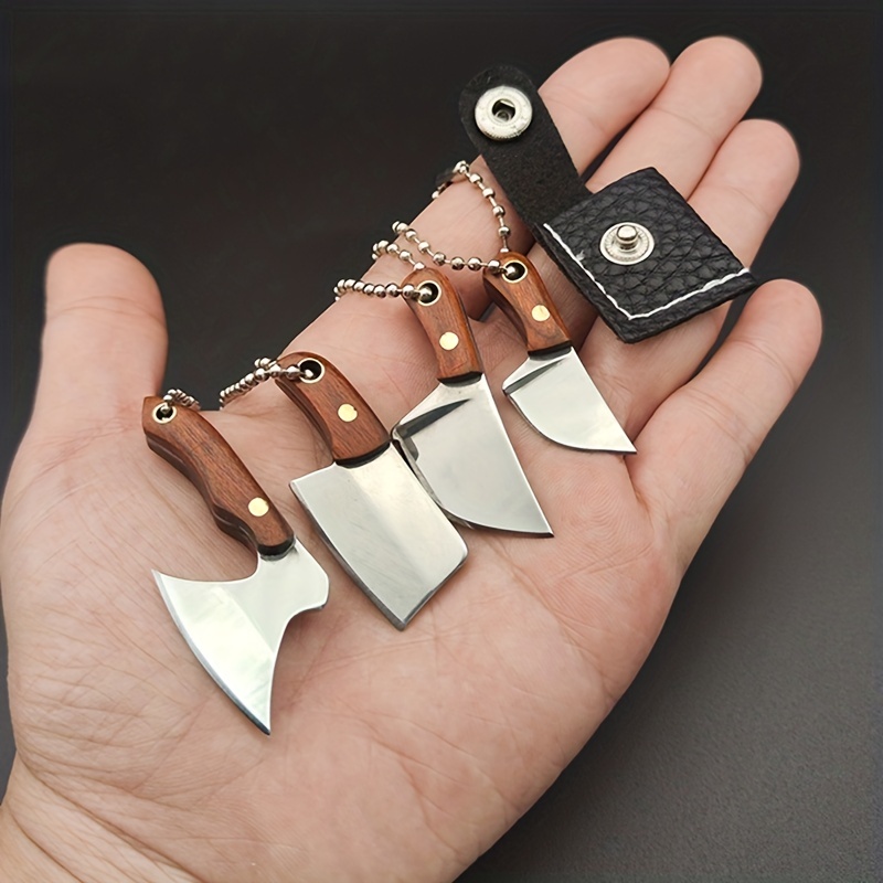 Damascus Pocket Knife Set, Mini Axe Shape Tiny Knife Set For Edc