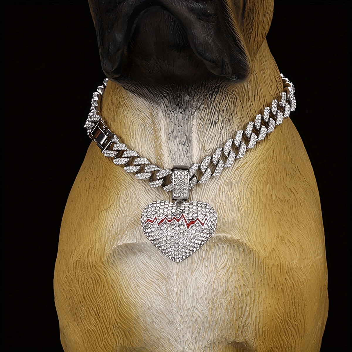 Iced out cuban link dog collar sale