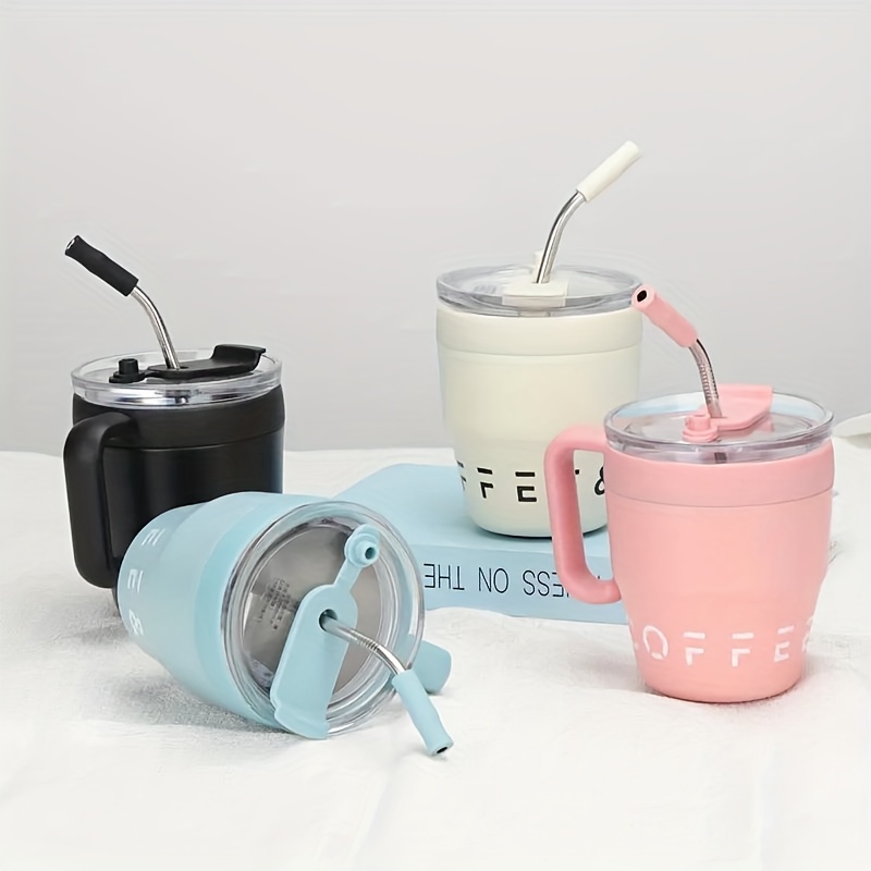 Portable Insulated Tumbler, Stainless Steel Double Layer Vacuum Cup, Travel  Coffee Mug With Lid And Straws - Temu