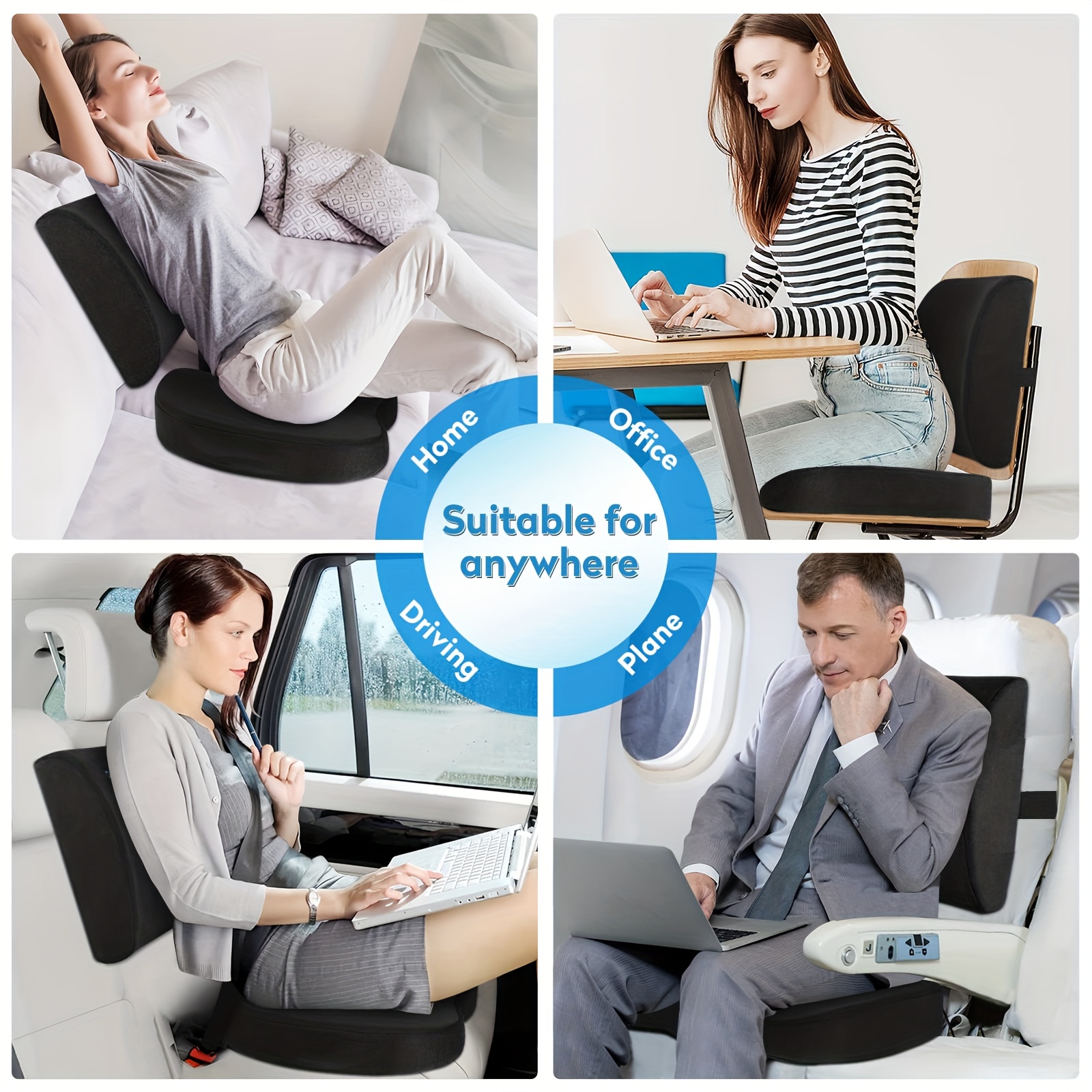  Seat Cushion for Desk Chair - Back Pain, Tailbone Relief,  Coccyx, Butt, Hip Support - Ergonomic Office Chair Sciatica Car Pillow :  Home & Kitchen