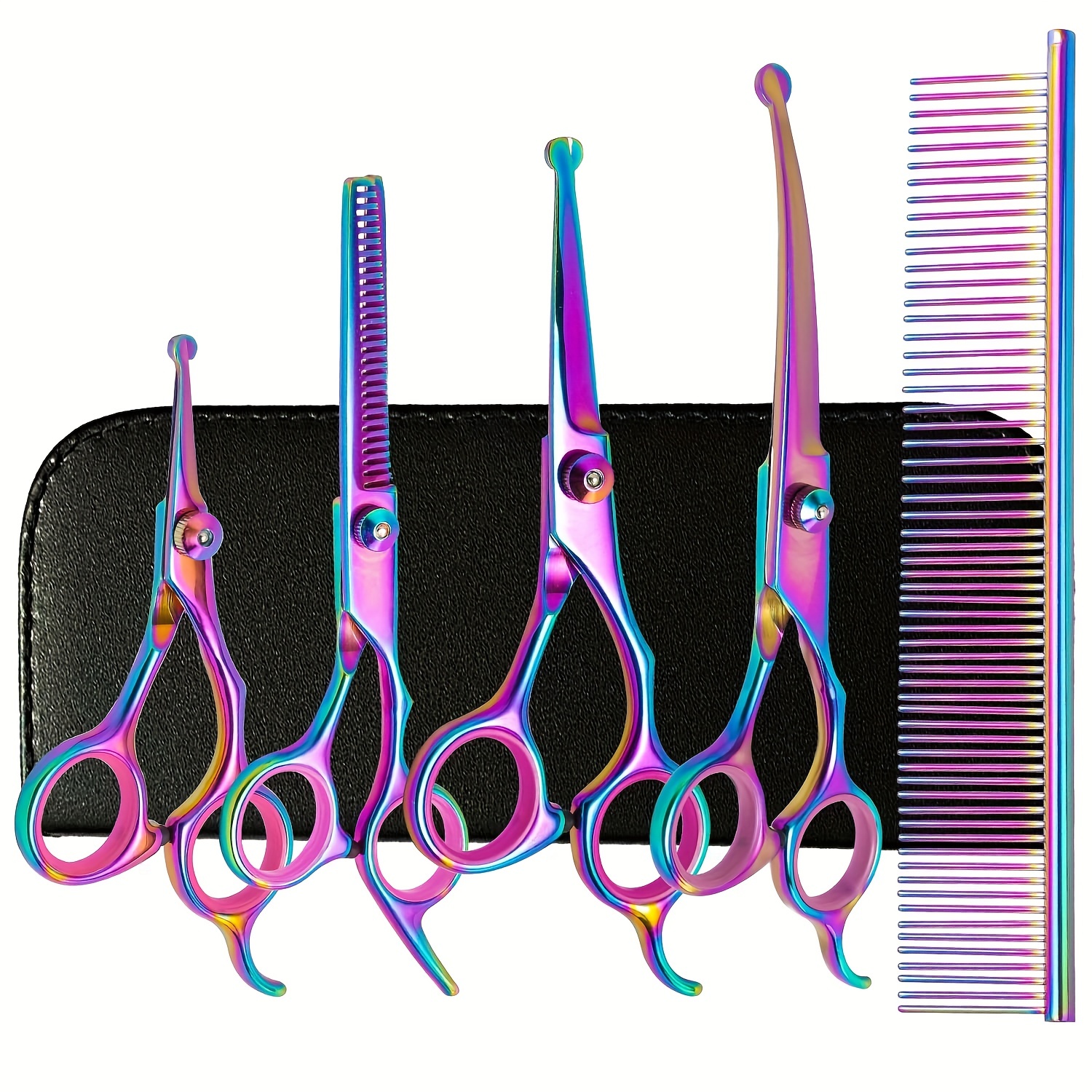 

5pcs/set Professional Pet Grooming Scissors With Safety Round Tip - Sharp And Precise Hair Cutting Shears For Dogs - Comfortable Grip And Durable Design