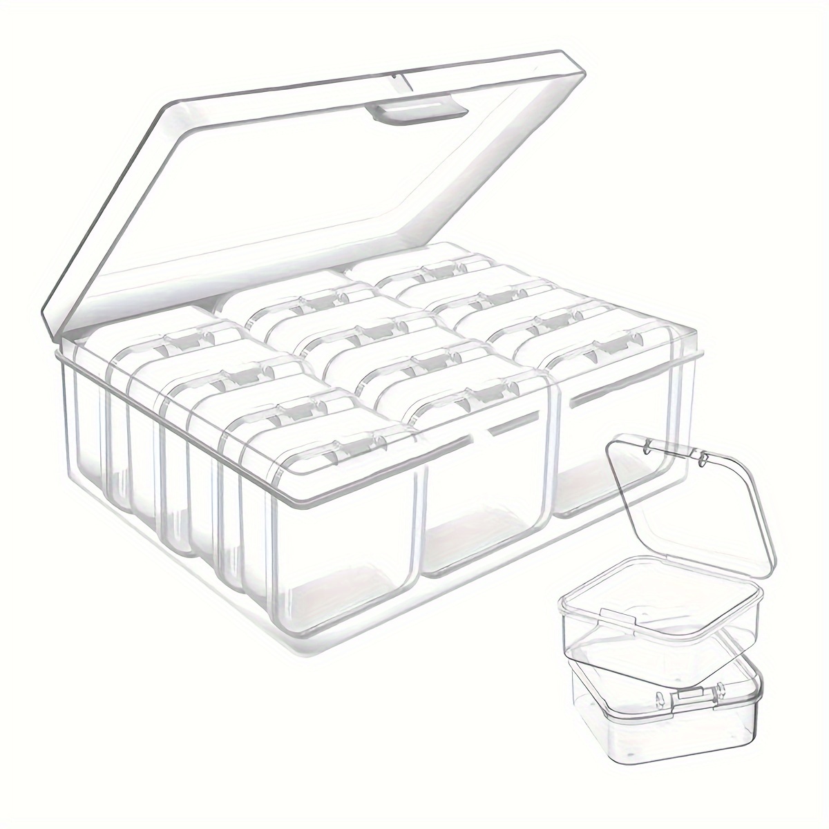 8pcs Transparent Plastic Square Box, Clear Storage Case With Hinged Cover,  Small Beads Storage Organizer For Diy Crafts, Small Storage Containers For