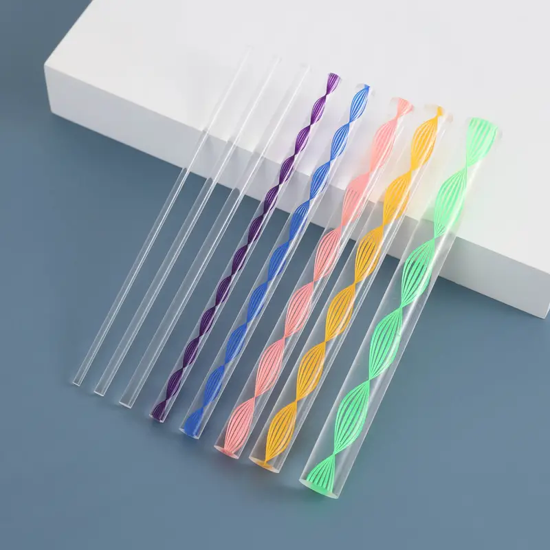 A Set Of 8 Colorful Transparent Acrylic Twist Sticks Acrylic - Temu