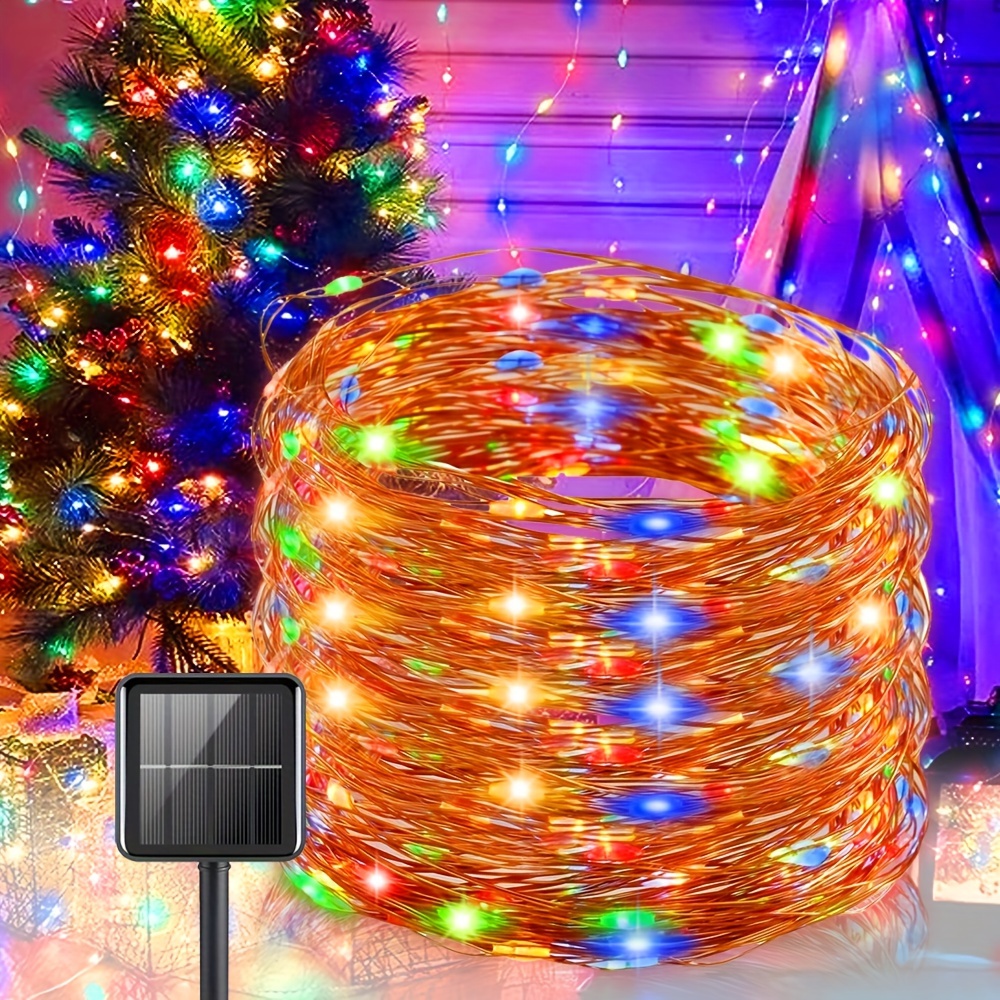 Guirlande Solaire Extérieure 12M 100 LED Guirlande Lumineuse Blanc Chaud  avec 8 Modes & Étanche IP65 Lampe Decorative Idéal pour Maison, Jardin,  Festival, Arbre de Noël