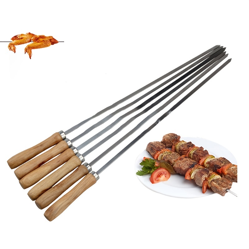 Stainless Steel Flat Skewers, Set of 4, Silver