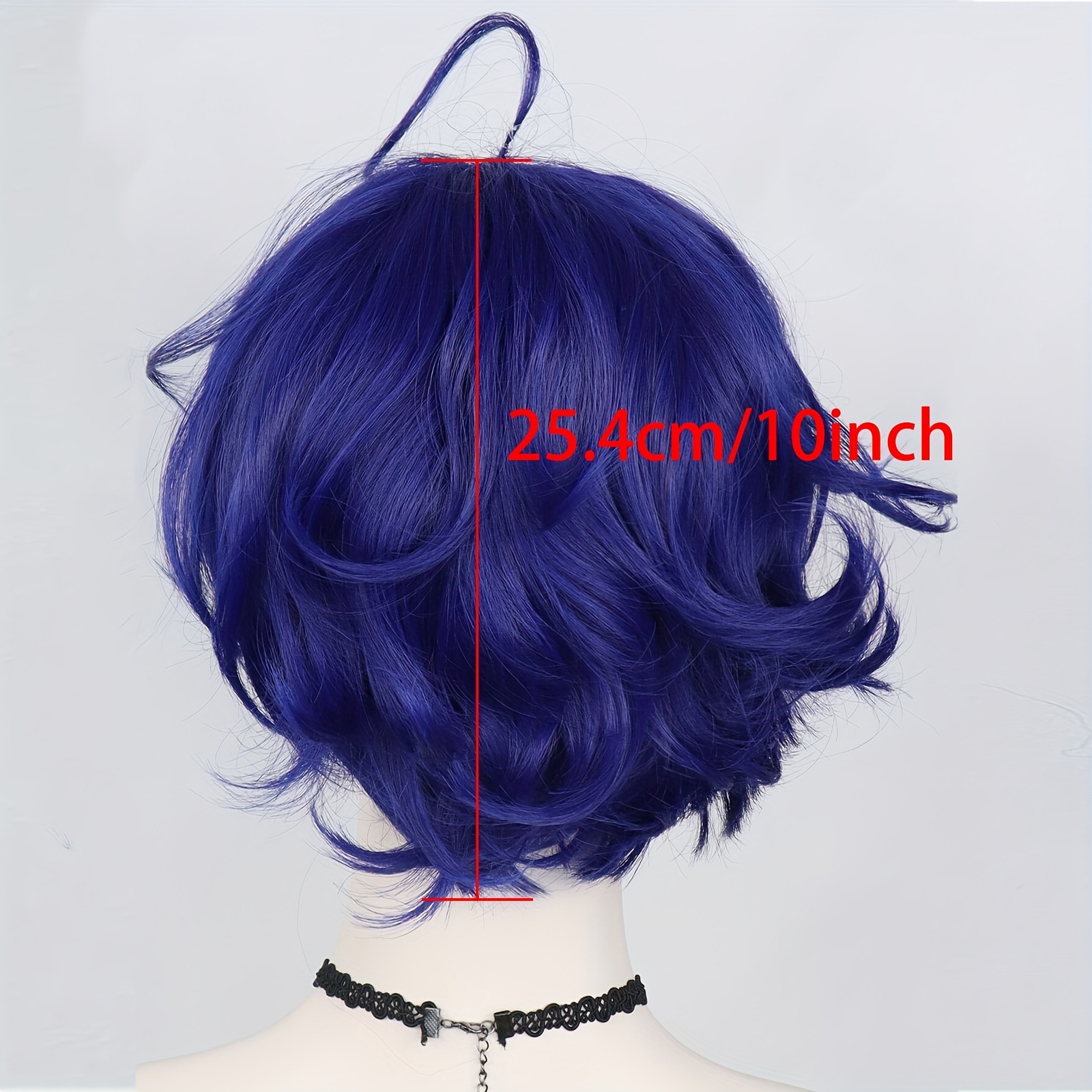 Short dark blue top cosplay wig