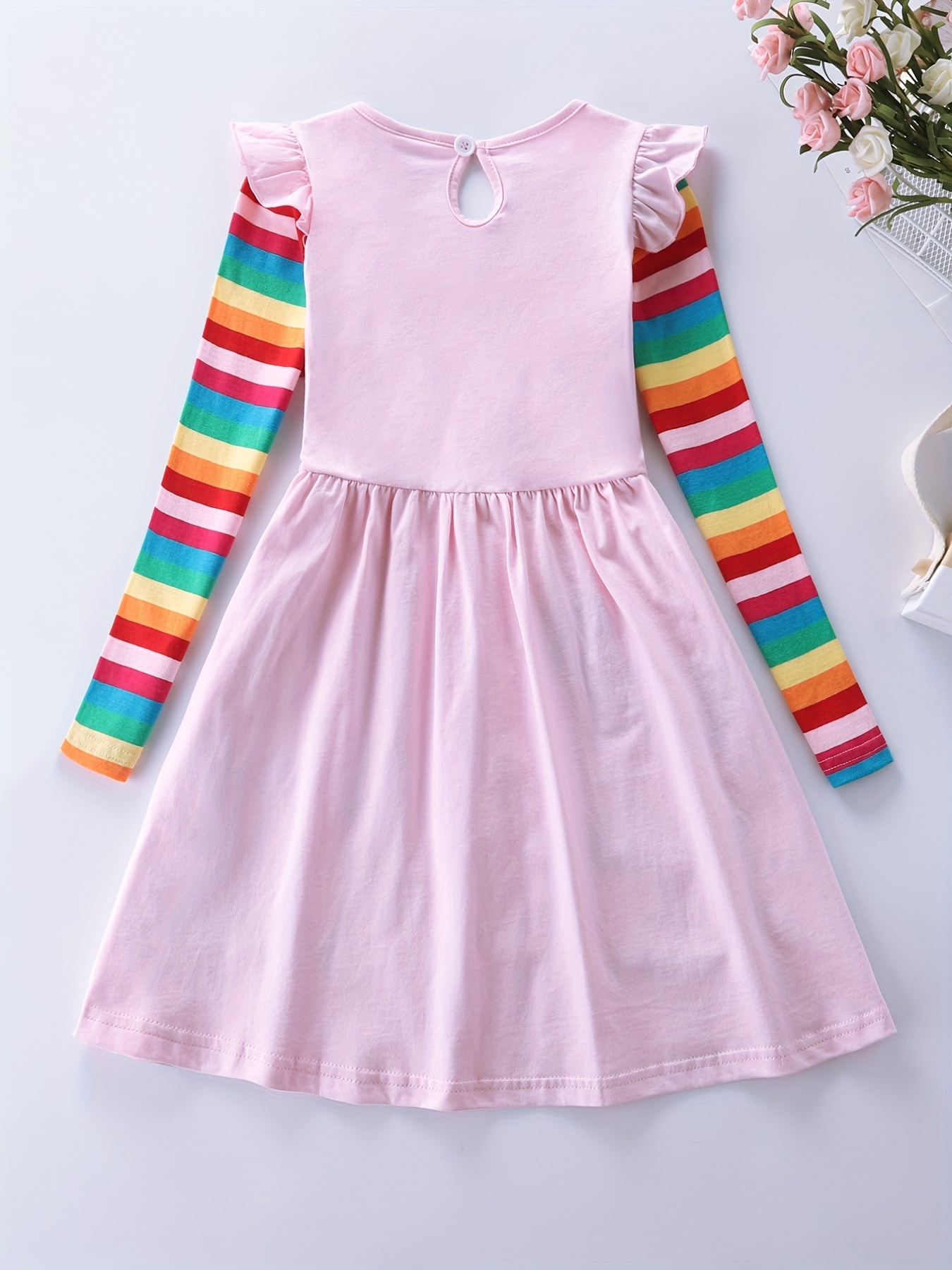  Kids Girls Long Sleeve Unicorn Dress Cartoon Pony