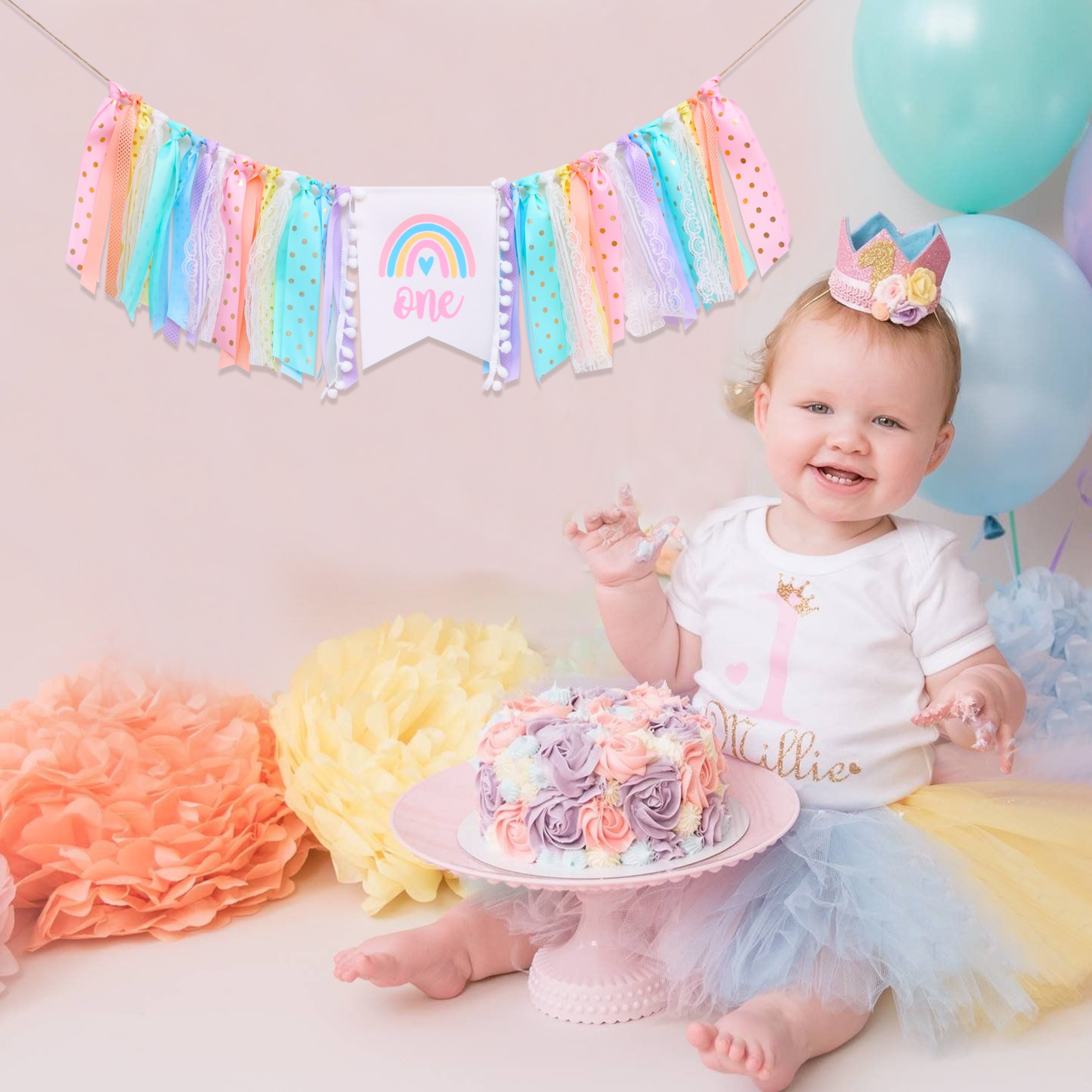 Pastel Rainbow Birthday Banner. Pastel Rainbow Birthday Decorations. Pastel  Party Decor. Pastel Rainbow 1st Birthday Decorations. Rainbow. 