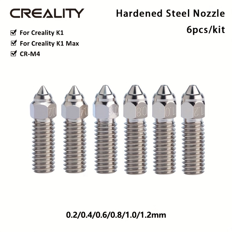 5 Packs Creality 3D Hardened Steel MK8 Nozzle with High Temperature  Resistance Upgraded Tungsten All Metal Nozzle Ends for Makerbot Ender 3 /  Ender 3 S1, Pro, CR-10 Series, 0.2/0.3/0.4/0.5/0.6 mm 