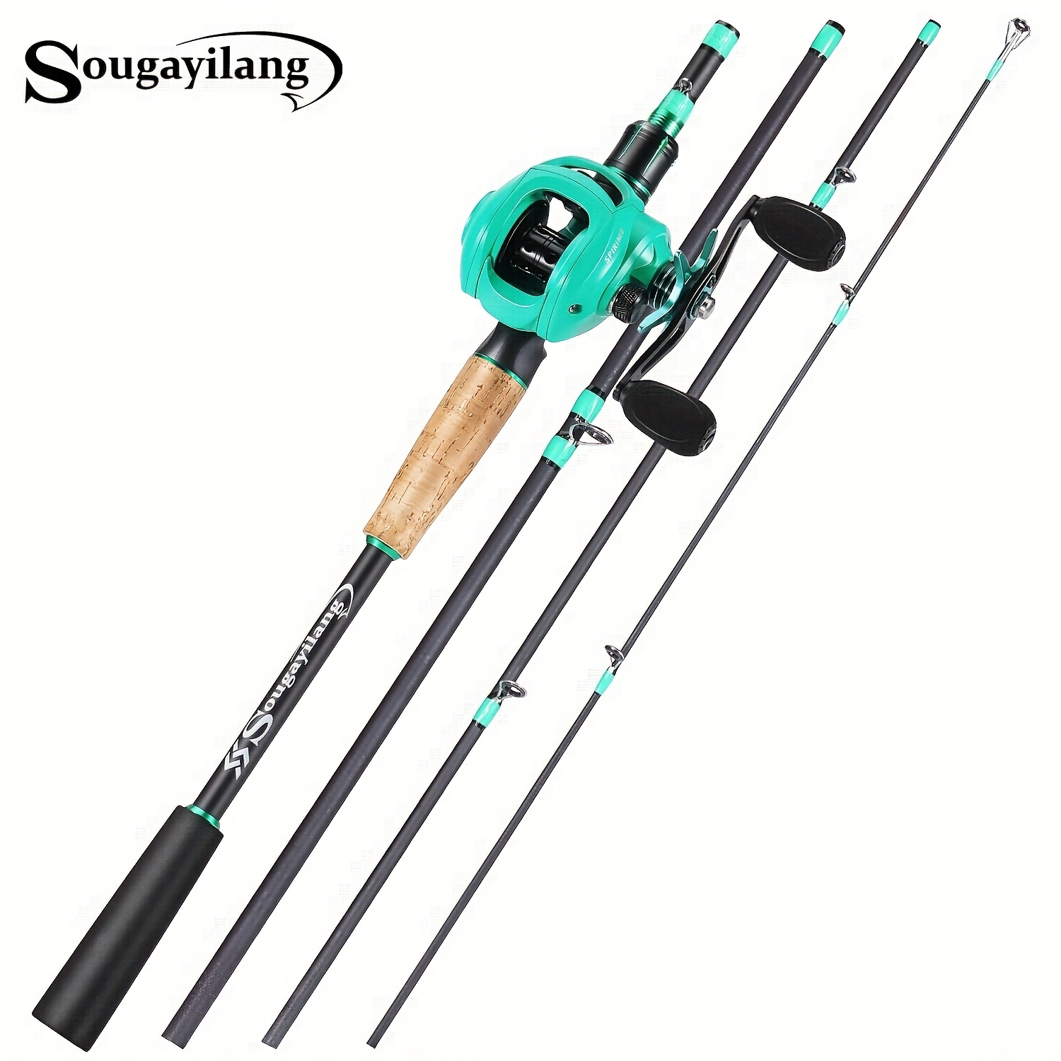 Sougayilang Portable Baitcasting Fishing Rod and Reel Combo - Carbon Pole  with 9+1 BB Ultra Light Baitcasting Reel for Travel, Saltwater, Freshwater