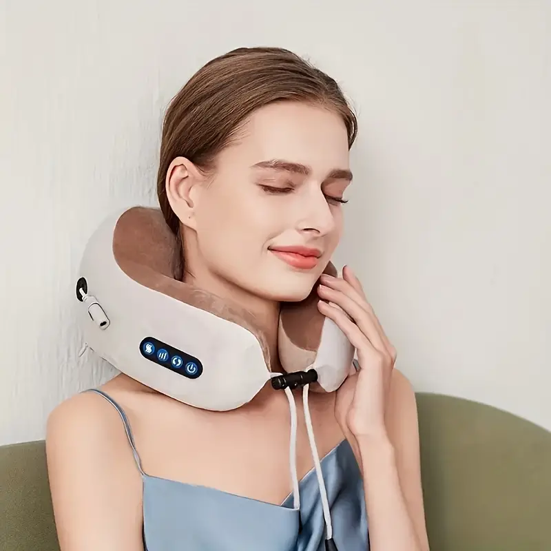 U shaped Travel Pillow Neck Massager With Heat And Vibration - Temu