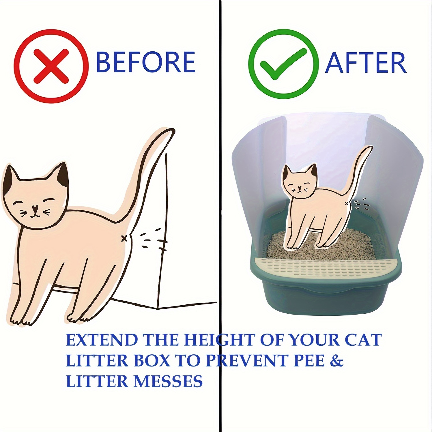 Litter box pee clearance shield