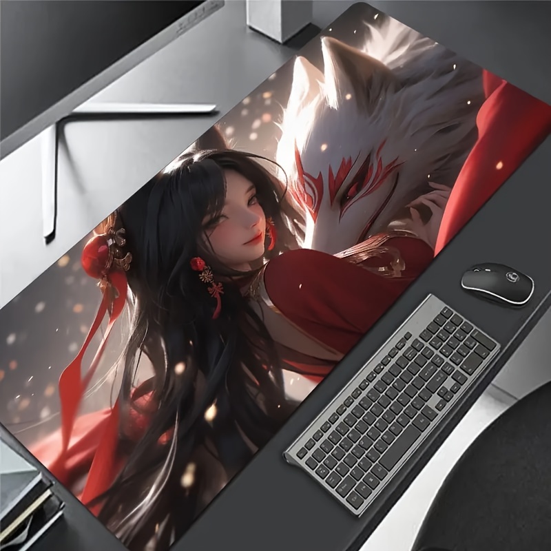 Anime Girl And Wolf Mouse Pad Computer Hd Keyboard Pad Mouse - Temu