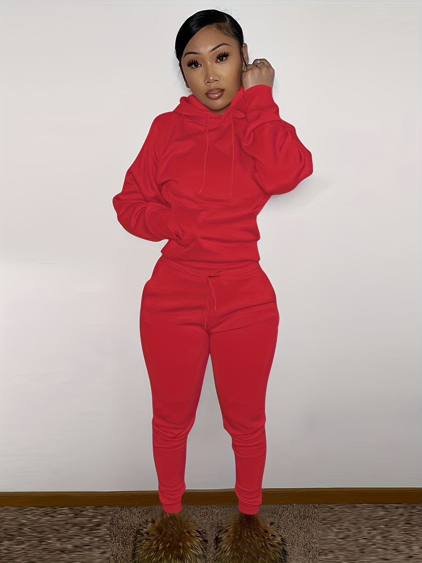Womens Clothes Clearance Women's Casual Color Half Zippered Long Sleeved  Hoodie Pants Sports Casual Set Womens Tops and Pants Sets 