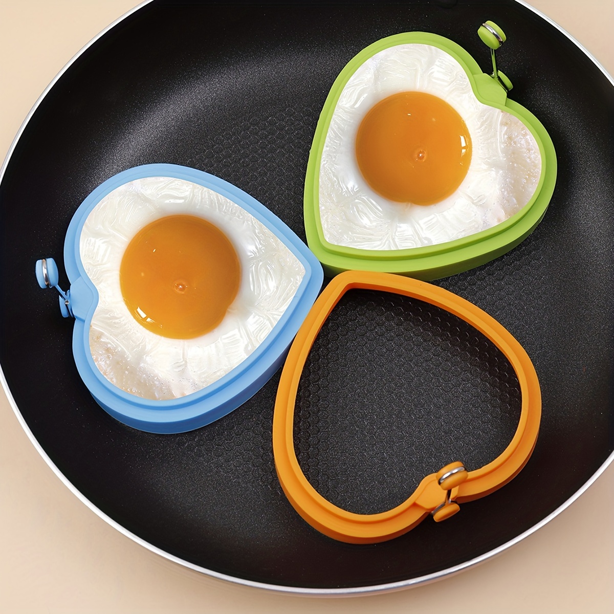 Bricolage petit déjeuner rond anneau en silicone oeuf moule oeuf au plat  crêpe anneau antiadhésif cuisine cuisson moule (orange)