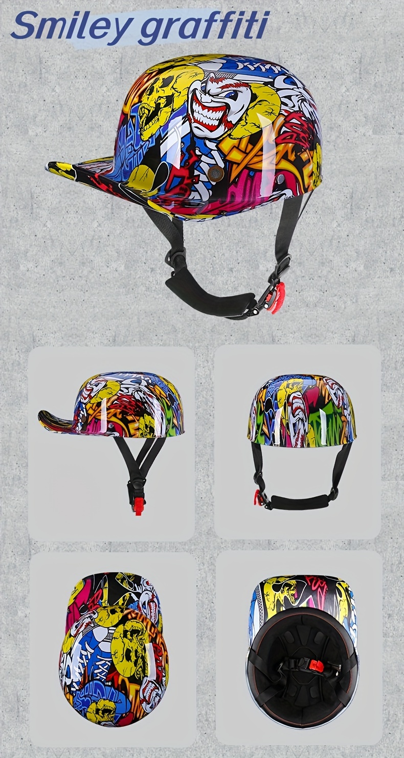 Retro Half Helmets: Motorcycle Skull Baseball - Temu United Kingdom