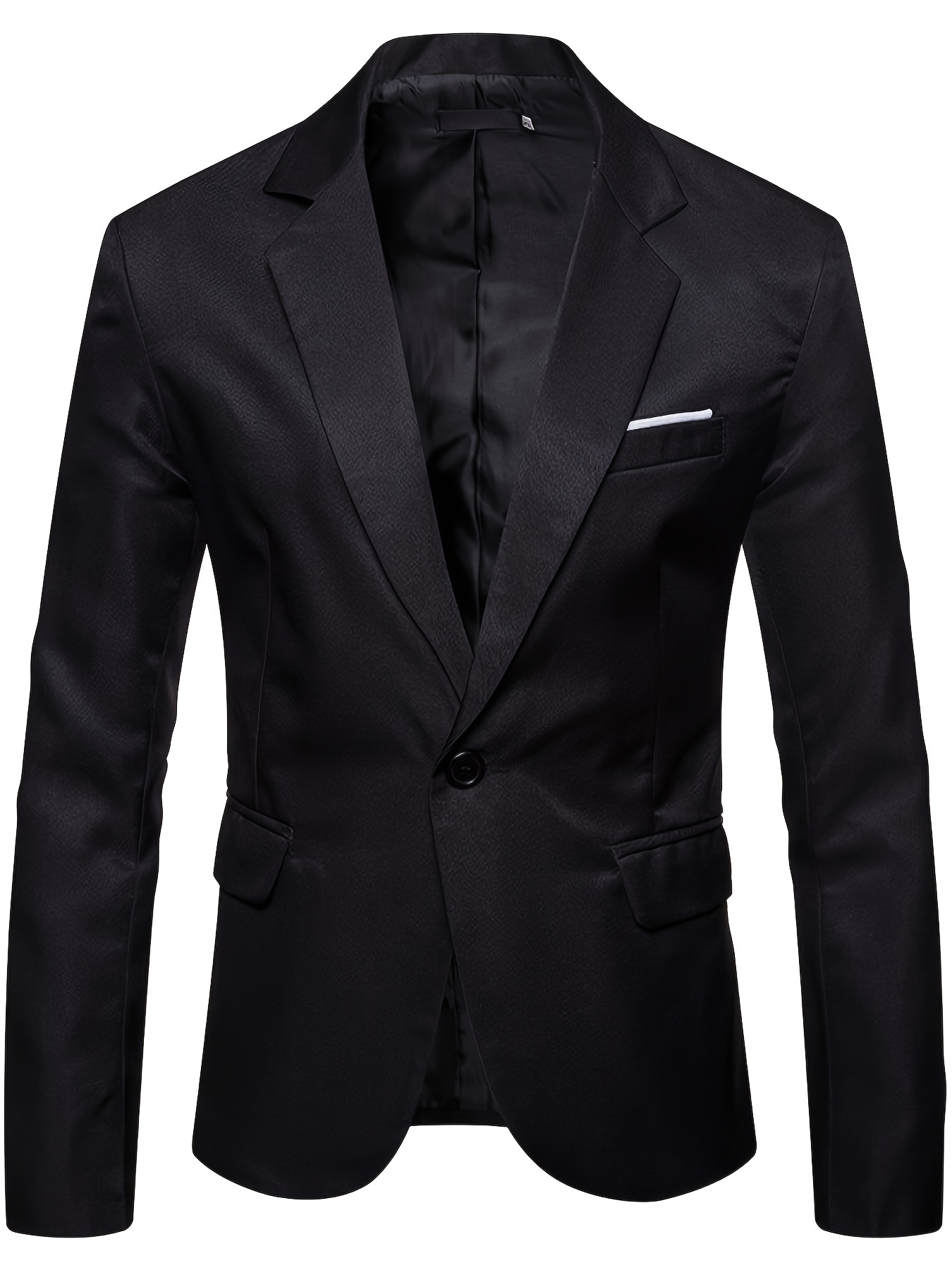 Two Button Blazer, Men's Casual Solid Color Flap Pocket Suit Jacket For  Spring Fall Business - Temu