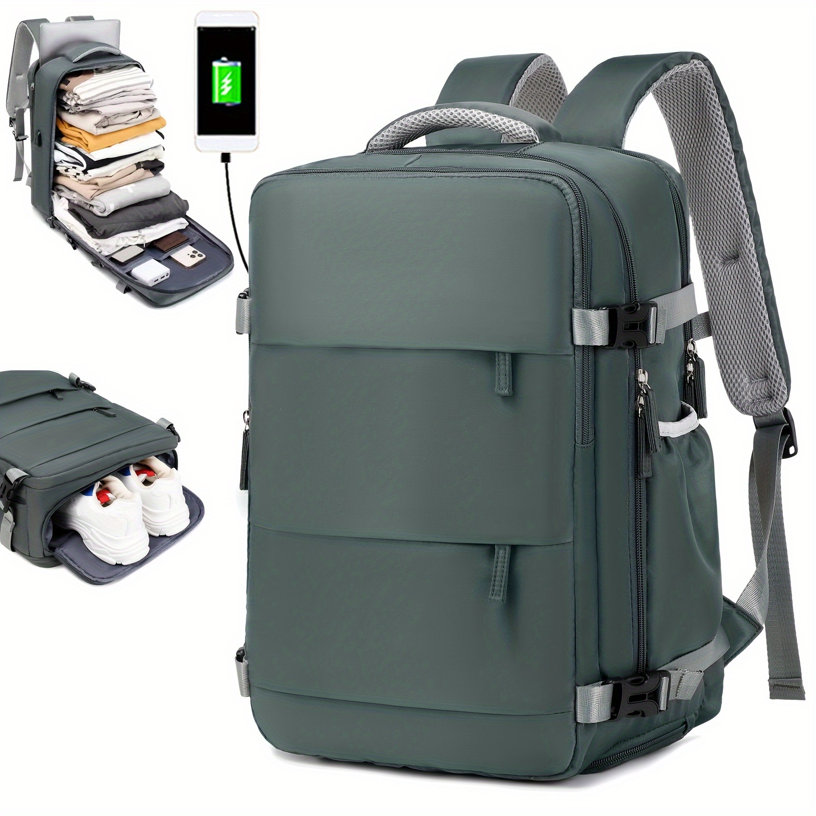 Mochila de transporte, mochila de viaje de 40-50L, mochila de equipaje  expandible para hombres y mujeres, Negro -, Llevar