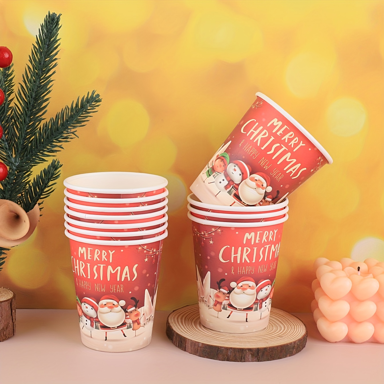 Christmas Theme Party Disposable Paper Cup Party Supplies - Temu