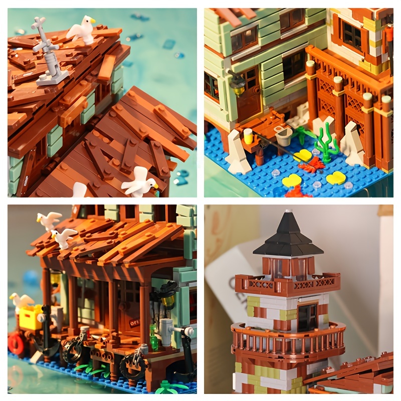 1881pcs Fishing Village Store House Mini Bricks Building Kit