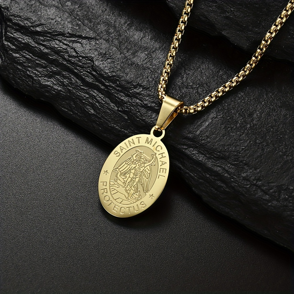 Men's Saint Michael Stainless Steel Pendant Necklace