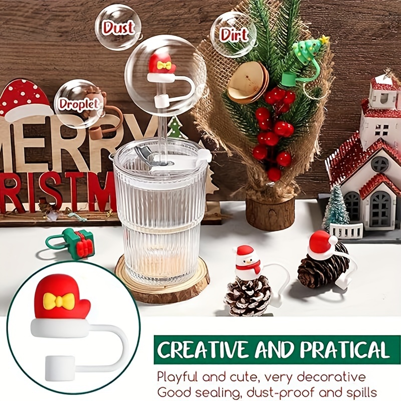 Christmas Series Silicone Straw , Reusable Dustproof Cute Straw Plugs,  Suitable For Straws, Water Cup Accessories, Christmas Gift - Temu