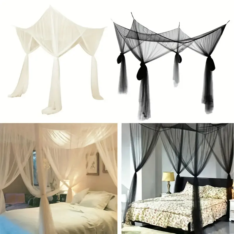 1pc Simple Dustproof Mesh Mosquito Net, Household 4 Opening Net For Bedroom  Hotel Guest Room Home Decor, Luxury Canopy Bed Curtain For Boys Girls And