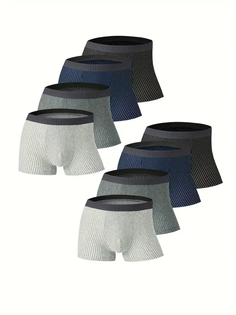 Men's Cotton Underpants Striped High Elastic Comfortable - Temu