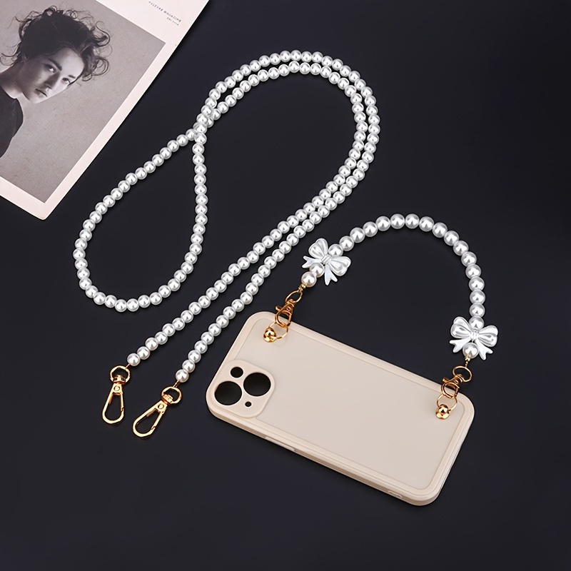 2pcs Pearl Bag Chain, Imitation Pearl Purse Strap, Bag Chain Replacement,  Short Handbag Handle With Swivel Clasp, For Bag Decoration Wallet Clutch